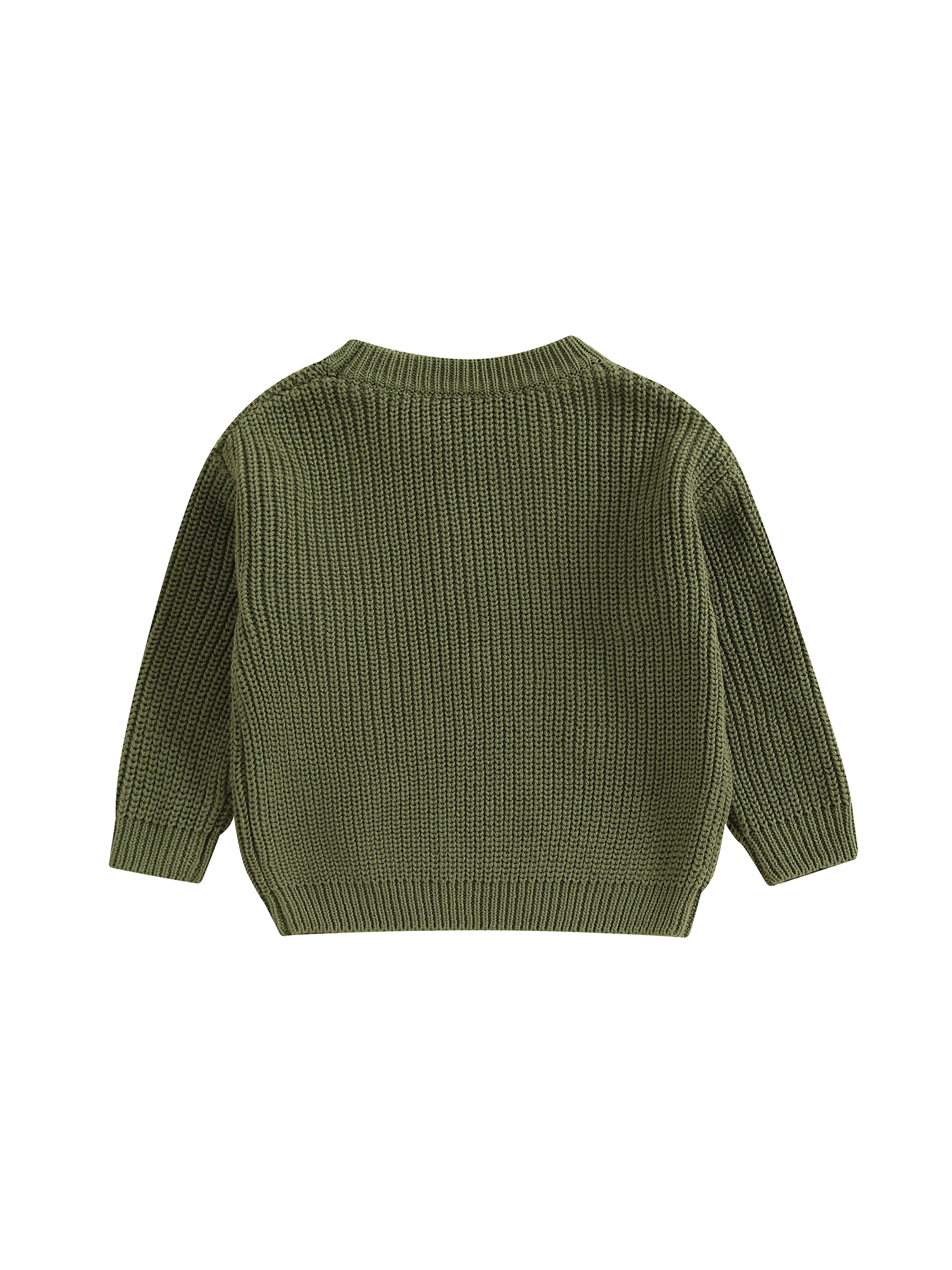 FOCUSNORM 0–5 Jahre Weihnachtspullover für kleine Kinder, Jungen und Mädchen, 4-farbige Schleife, Weihnachtsbaum-Stickerei, langärmelig, Rundhalsausschnitt, Strickpullover – Detail 6
