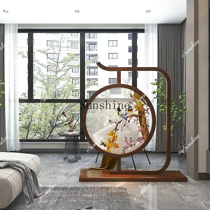 

New Chinese pure solid wood seat screen entrance entrance study office partition FT