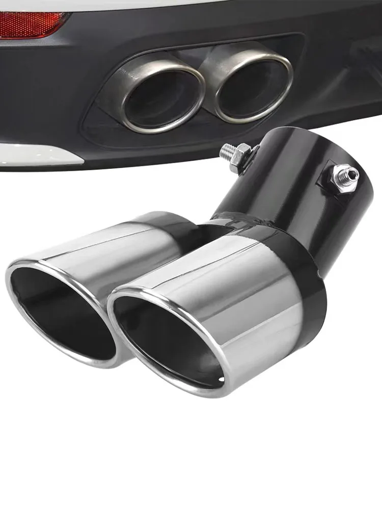 wholesale double outlet car muffler tip black straight bent exhaust tail muffler car interior parts tuning auto  universal