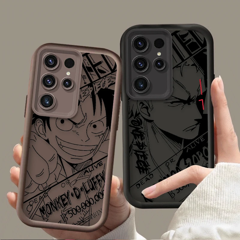 O-One Piece Luffy Zoros Painting Case for Samsung Galaxy S24 S23 S22 S21 Ultra Plus FE A54 A34 A14 A73 A53 A33 5G Silicone Cover