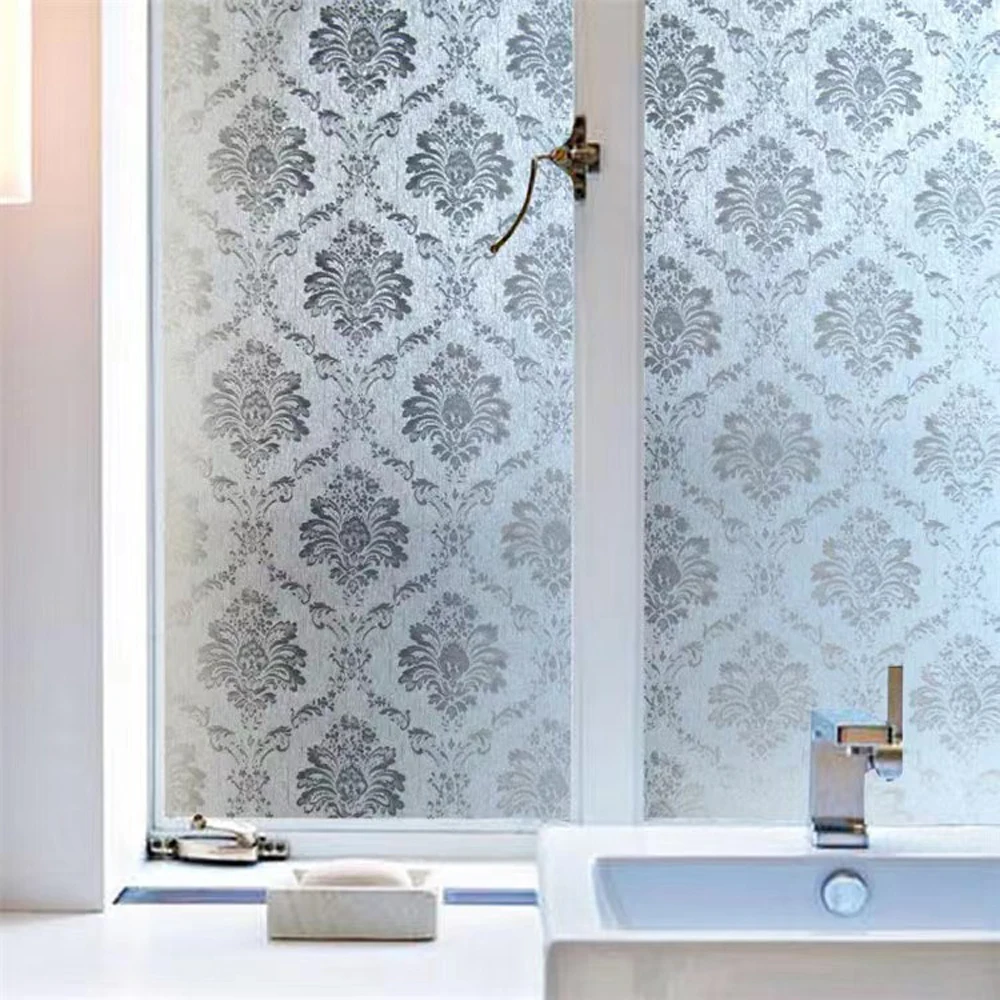 3D Flower Frosted Window Films Non-Adhesive Vinyl Privacy Stained For Home Kitchen Office Window Decor Removable Glass Sticker