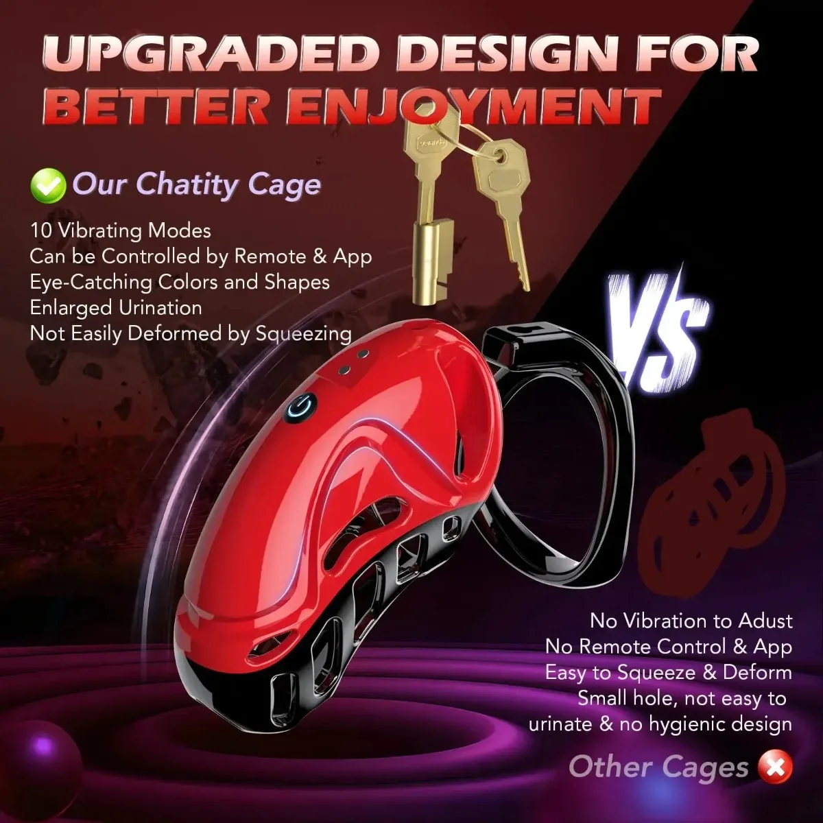 Wibrator na penisa, klatka na penisa, zabawki erotyczne dla dorosłych, bondage penisa, BDSM z 5 pierścieniami na penisa dla mężczyzn, gry dla dorosłych