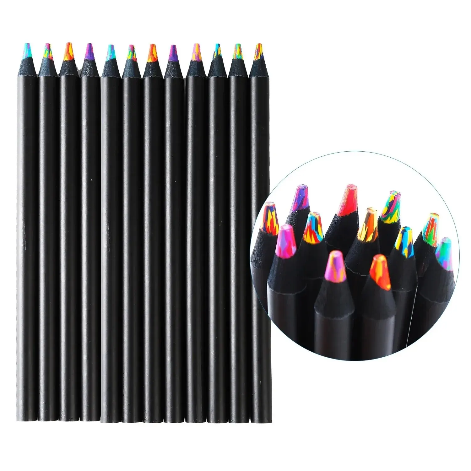 8-teiliges Buntstift-Farbstift-Set, 7-in-1, Regenbogenstifte für Kinder, Geschenke, Holz, mehrfarbiger Bleistift zum Zeichnen, Bleistift, Schulbedarf