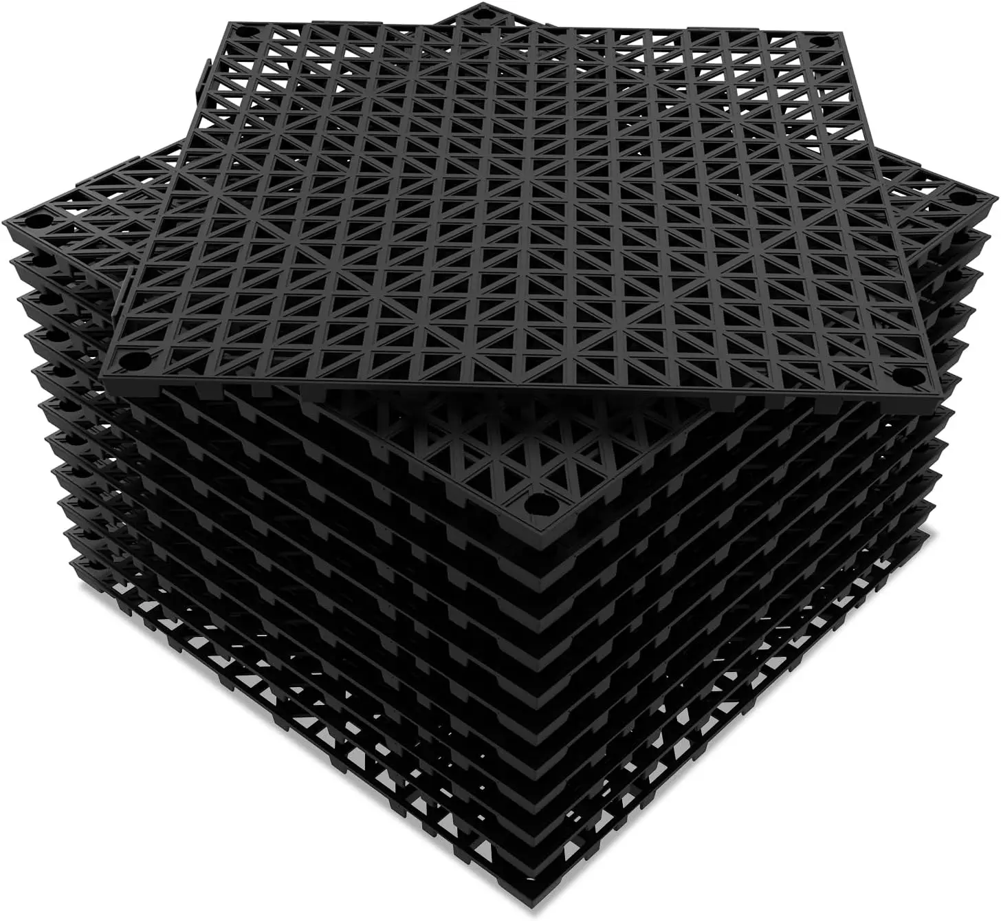 

12 PCS Modular Interlocking Cushion, 12' x 12' Interlocking Rubber Floor Tiles with Hole Rubber Mats