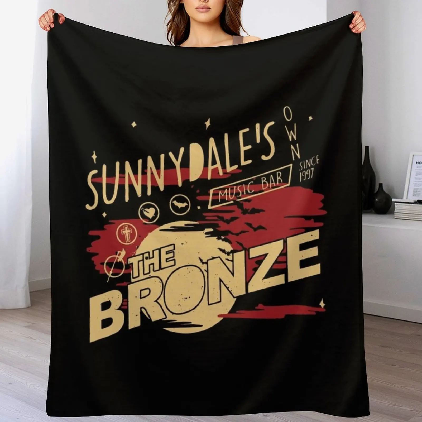 

Sunnydale The Bronze Buffy The Vampire Slayer Sunnydale's Night Club Throw Blanket Cute Plaid Hairys Blankets