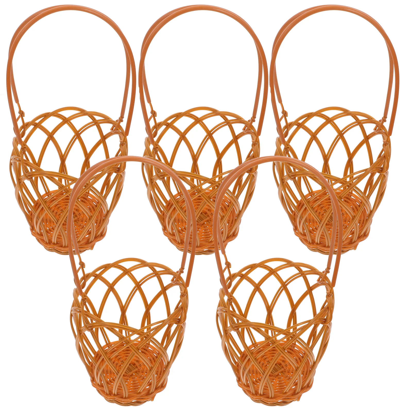 5pcs Imitation Rattan Picnic Basket Hand Woven Basket Empty Hamper Organizer Storage Holdet Basket For Toy Flower Vegetable