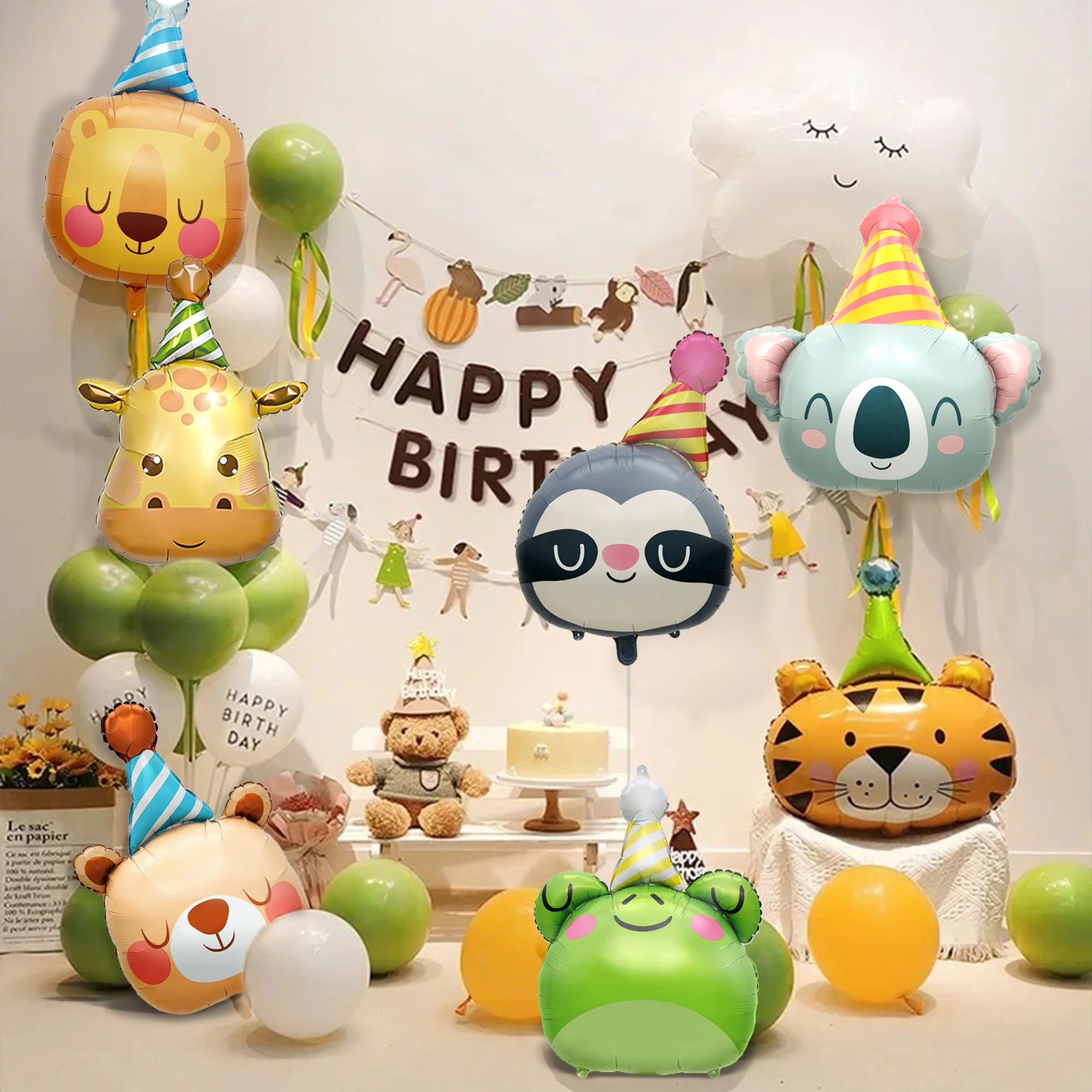 الحيوان الألومنيوم فيلم بالون الكسل الأسد الدب الزرافة النمر الفيل الضفدع بالون حديقة الحيوان موضوع عيد ميلاد ، دش ، عطلة الديكور