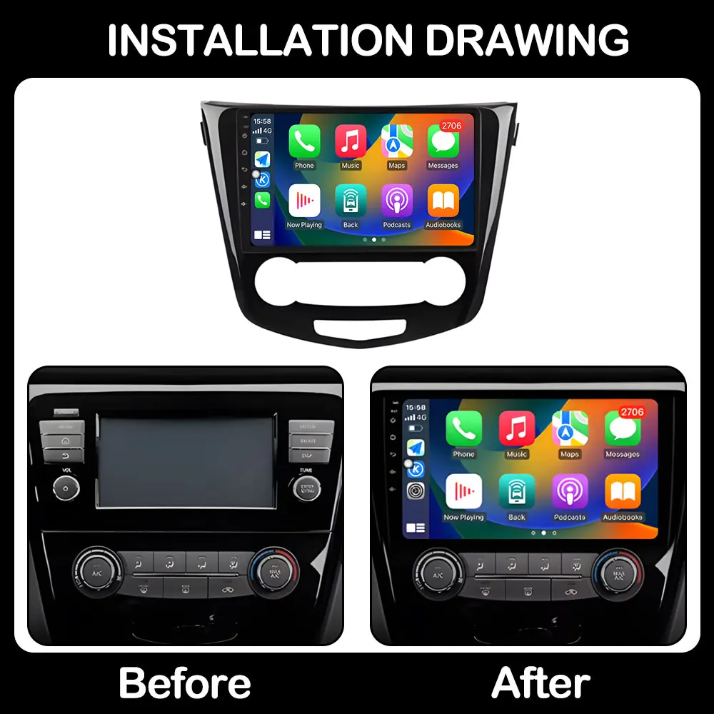 for Nissan Qashqai J11 Nissan X trail T32 2014 - 2017 Android Auto Car Radio Video Multimedia Player WiFi Bluetooth GPS Navi