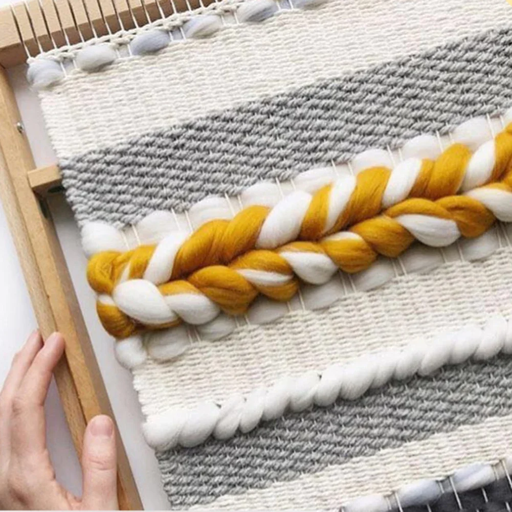 DIY ทอผ้า Loom เครื่องถักไม้ทอผ้ากรอบทอผ้าขนสัตว์ Handcraft ในครัวเรือนไม้ถักเครื่องมือ Hand Looms Kit