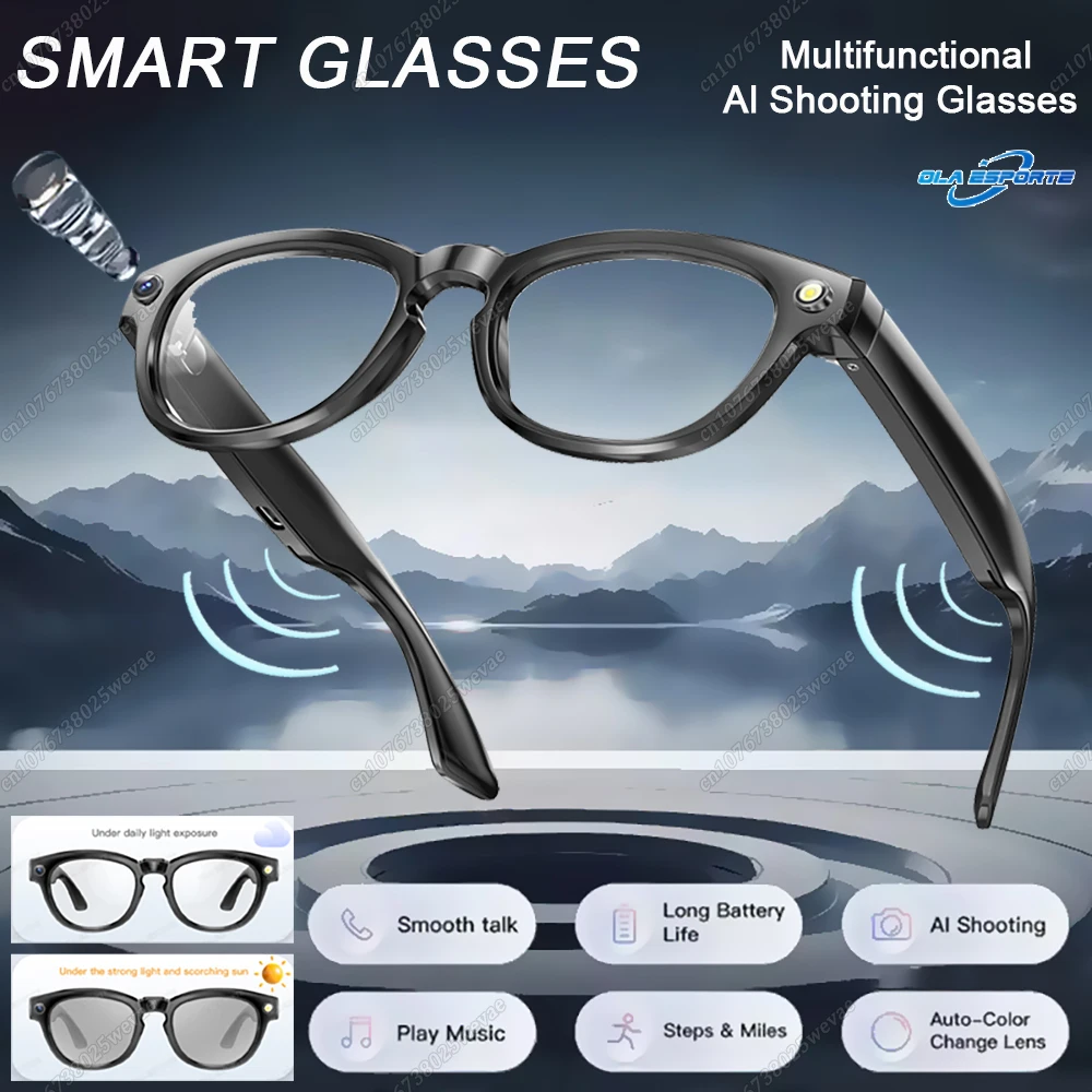 

New 2 IN 1 Smart Glasses With Camera 200W Pixels Auto Colour Change Lens Bluetooth Glasses Listen to music Shooting Sunglasses
