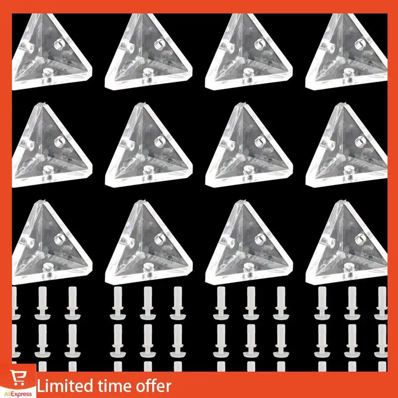 新鮮な 96 個のアクリルコーナーブラケット半透明ネジ付きクリア 3 穴直角ジョイントブレースブラケット