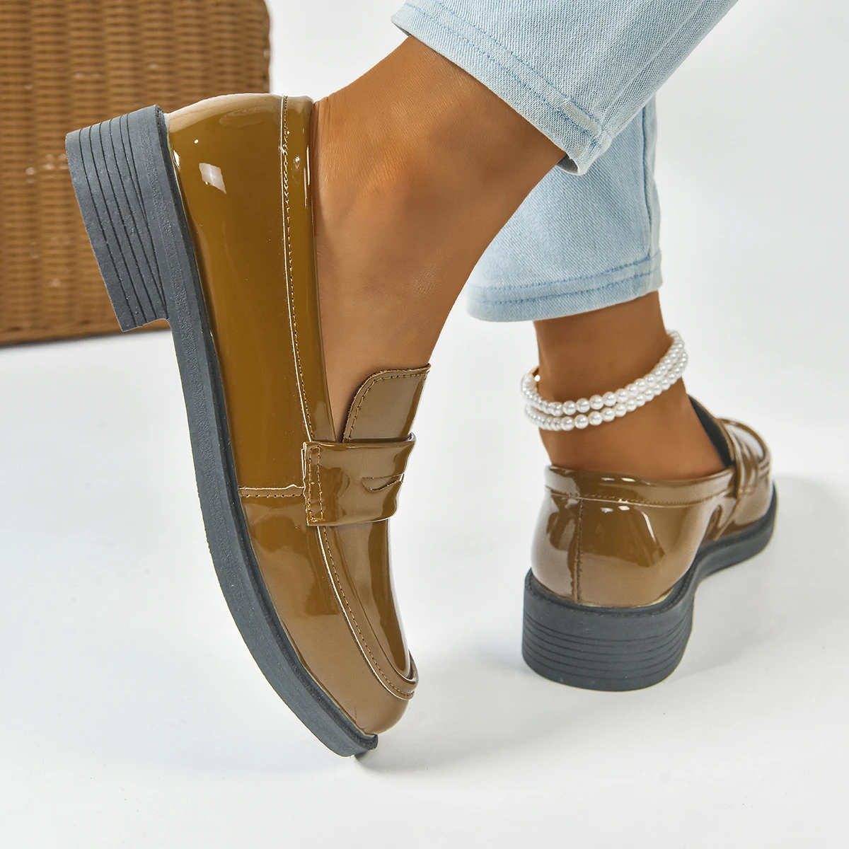 Damen-Flachschuhe im britischen Stil, JK-Leder-Schuhe, Sommer-Damen-Loafer, Neu 2026, französische runde Zehenpartie, Büroschuhe für Damen – Detail 5