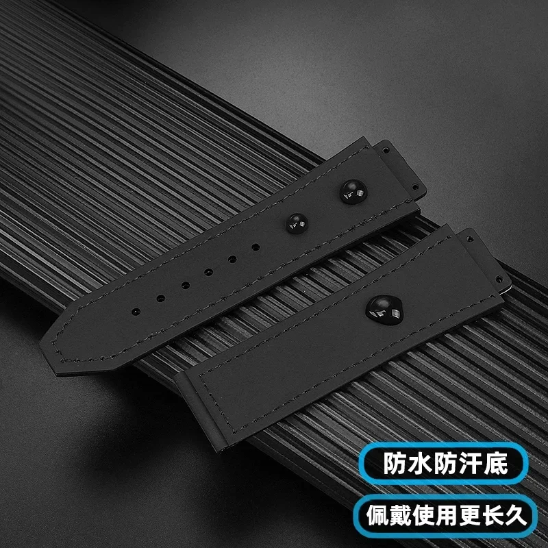 26X19mm Watch Band For Hublot strap BIG BANG Stainless steel Clasp free tool Men real cow leather Rubber Brown Black Watchbands