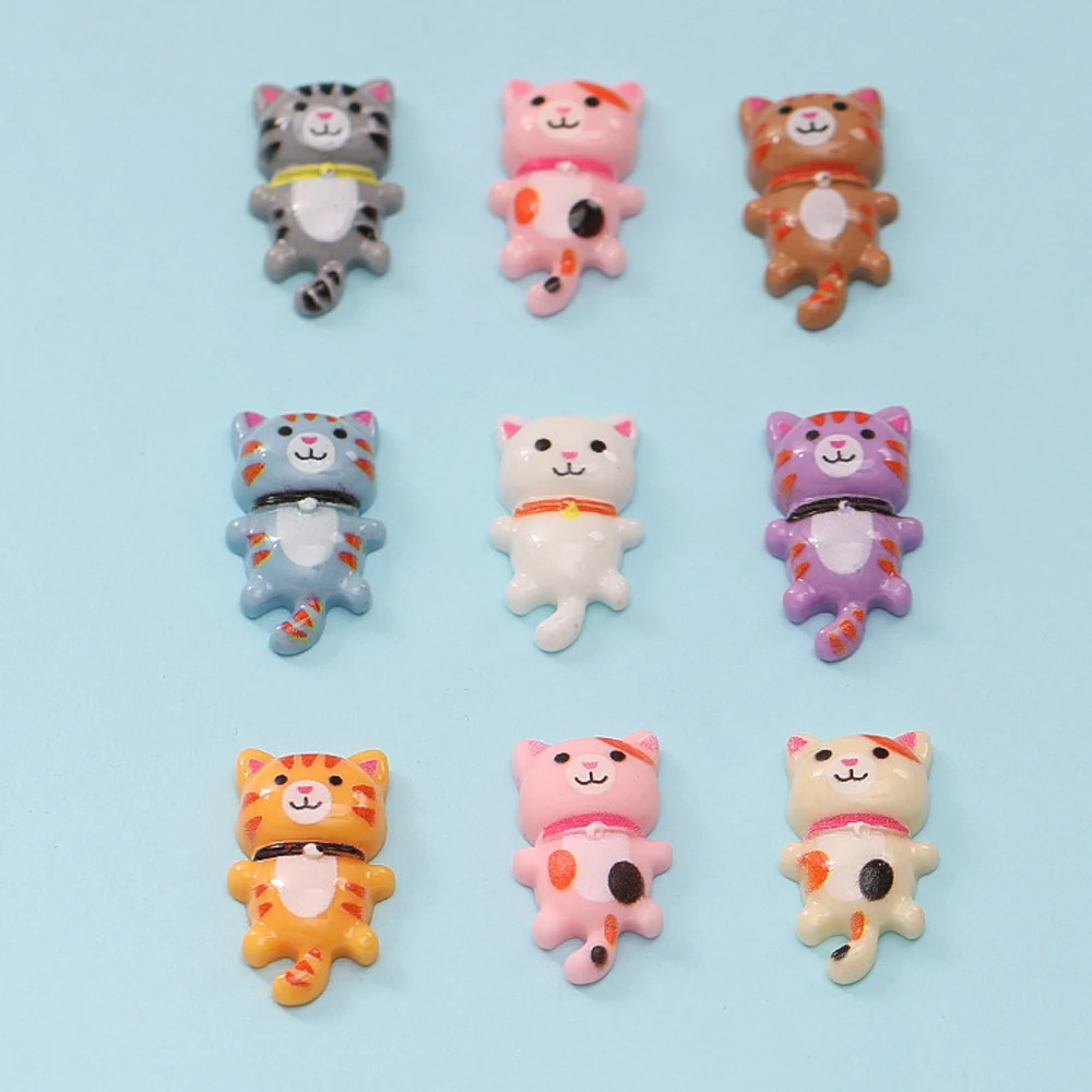 10Pcs Cute Cat Nail Art Charm 3D Cartoon Resin Super Lovely Pink White Yellow Cat Nail Ornament DIY Exquisite Nail Accessories