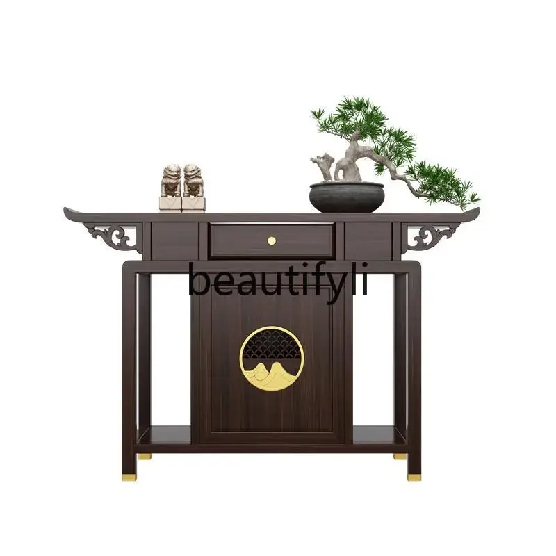 

New Chinese-style entrance cabinet Ebony solid wood foyer Entry locker End view table Middle antique entrance table