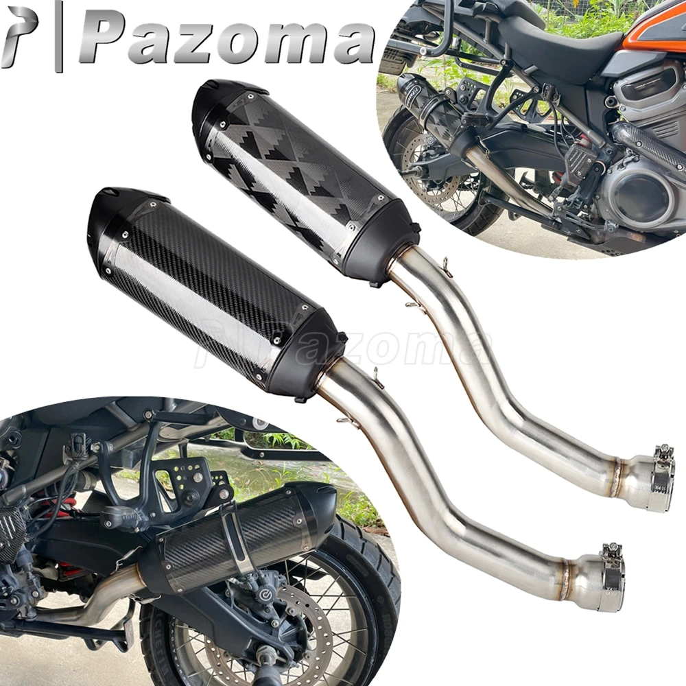 PAZOMA Motorcycle Exhaust System Carbon Fiber Muffler Pipe For Harley Pan America 1250 CVO RA1250 RA1250S Exhaust Mufflers 21-24