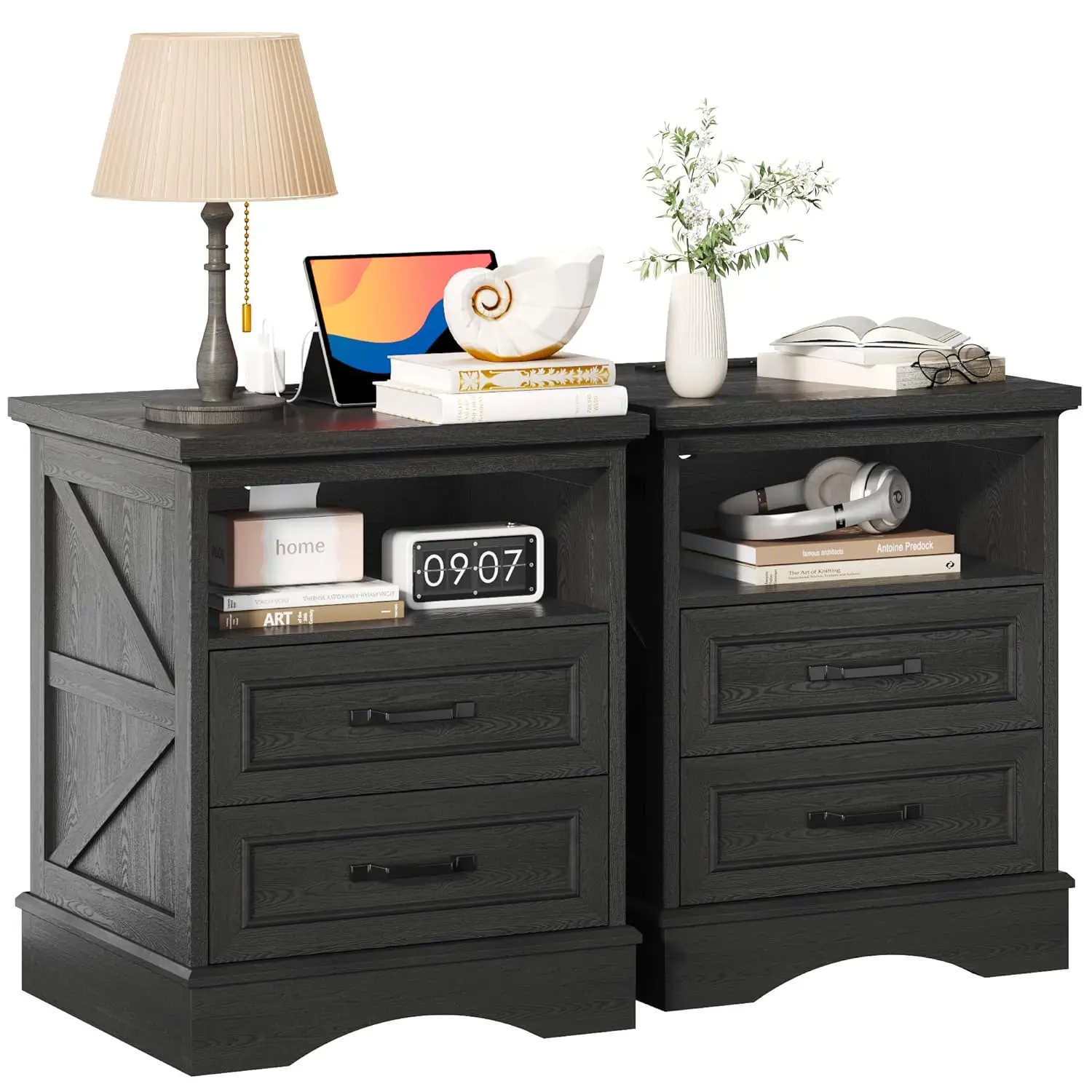 Farmhouse Nightstands Charging Set 5