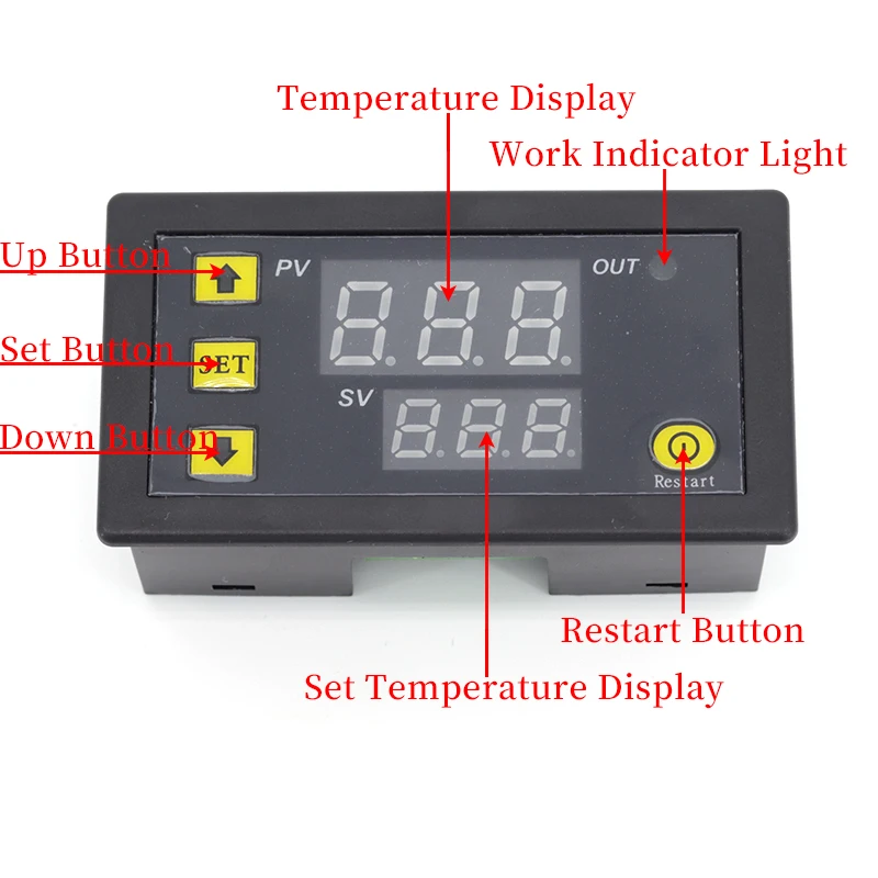 W3230 12V 24V AC110-220V Probe line 20A Digital Temperature Control LED Display Thermostat With Heat/Cooling Control Instrument