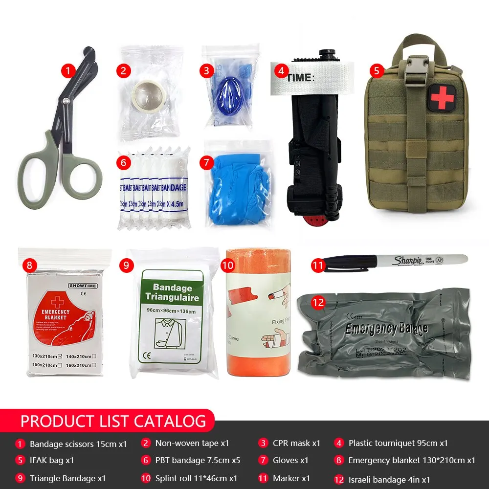 IFAK Molle Utility Bag Pouch Tactical First Aid Kit With Equipment Medical Supplies