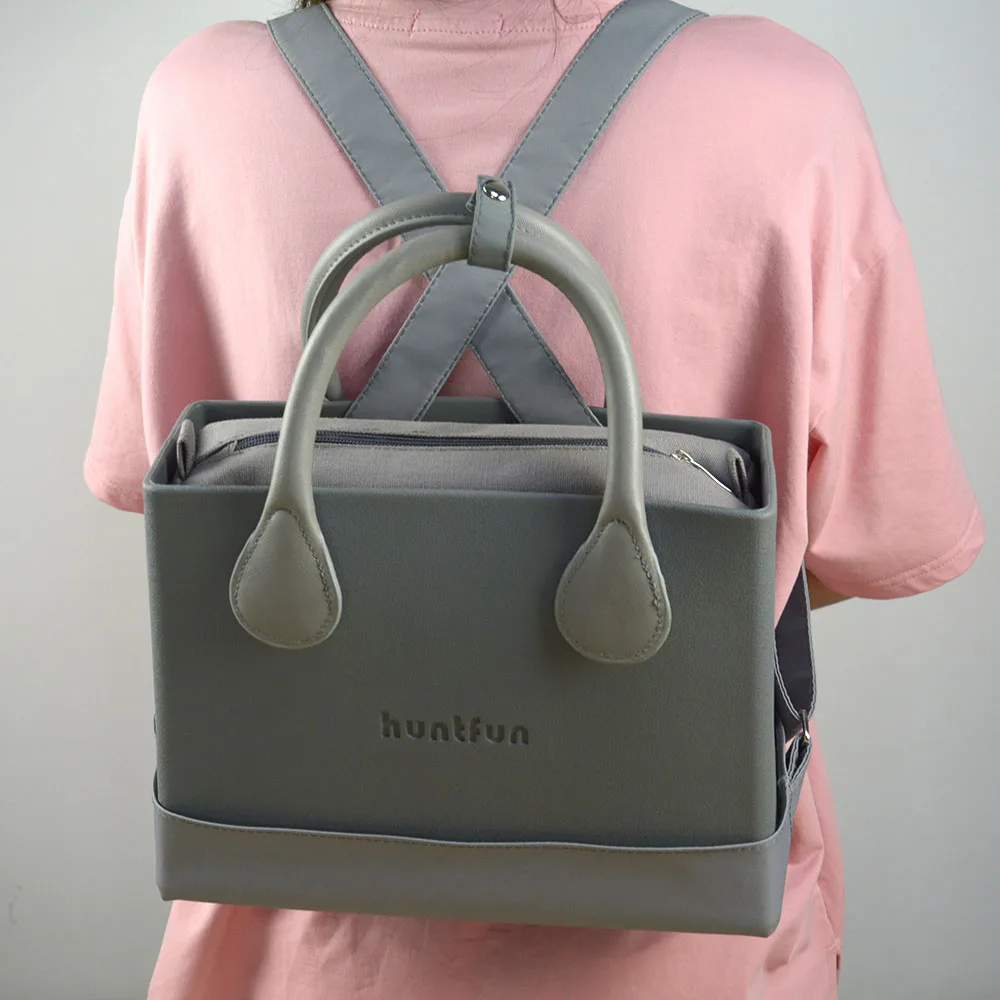 New huntfun Rubber Silicon EVA Square Bag with inner pocket with strap round Handle belt Women handbag shoulder O Bag Style