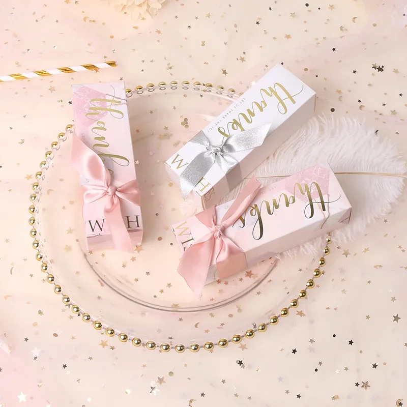 

Chocolate Party Box 100pcs Wedding Favors For Guests In Bulk Pink Marble Gift Bonbonniere With Ribbon