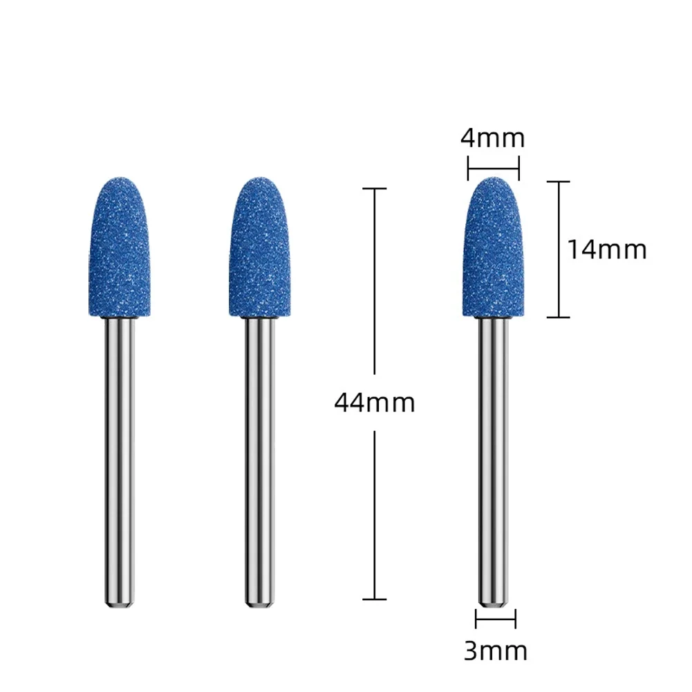 3PCS Blue Corundum Grinding Head Set For Metal Rust Removal Polishing And Deburring Fits Electric Drill Rotary Tool
