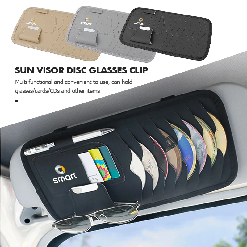 Car Sunglasses Clip Sun Visor Mount Ticket Storage Holder For Smart Fortwo 451 450 453 Forfour Cabrio Crossblade ROADSTER