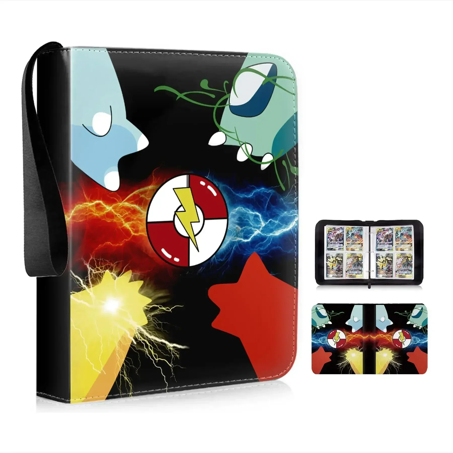 400PCS Monster Card Album Pokemones Card Clip Anime Album Classic Portable Storage Card Book Waterproof Children's PU Card Book