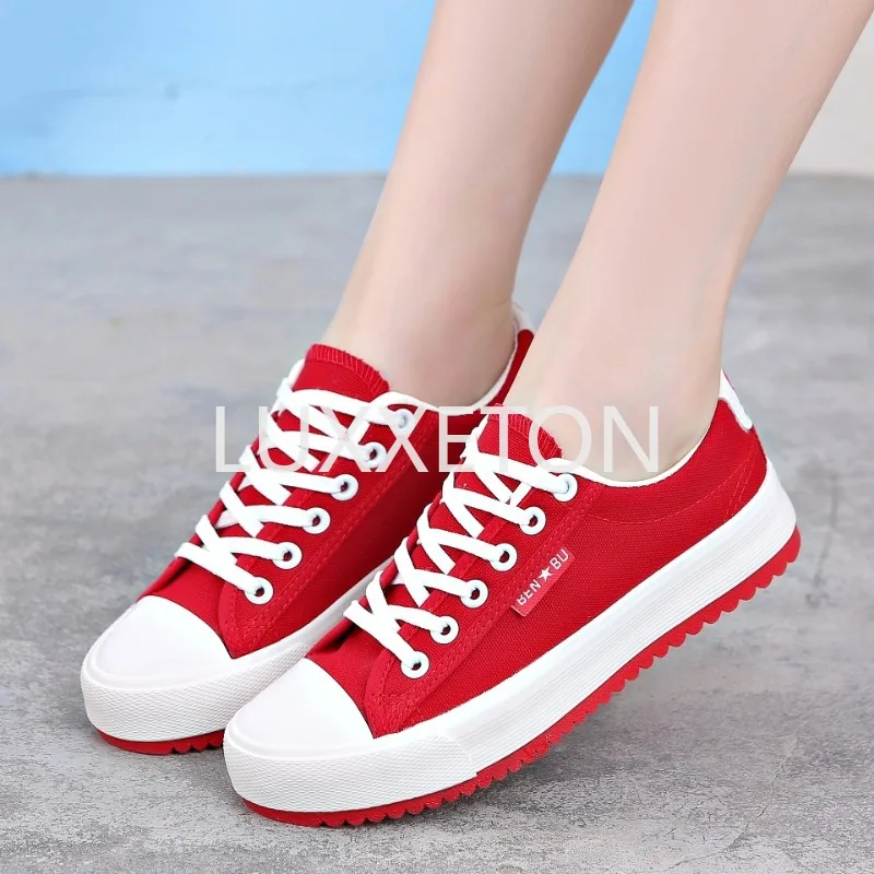 Women Canvas Flat Shoes Autumn New Fashion Casual Style Canvas Comfortable and Breathable Lightweight Student White Sneakers