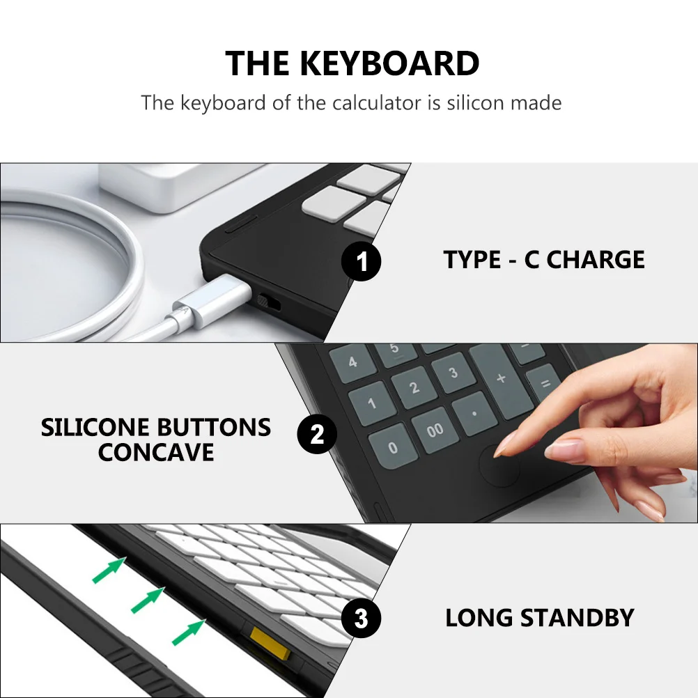 

Rechargeable Calculator Portable Foldable Lightweight Business Accounting Tool With Writing Board For Office School