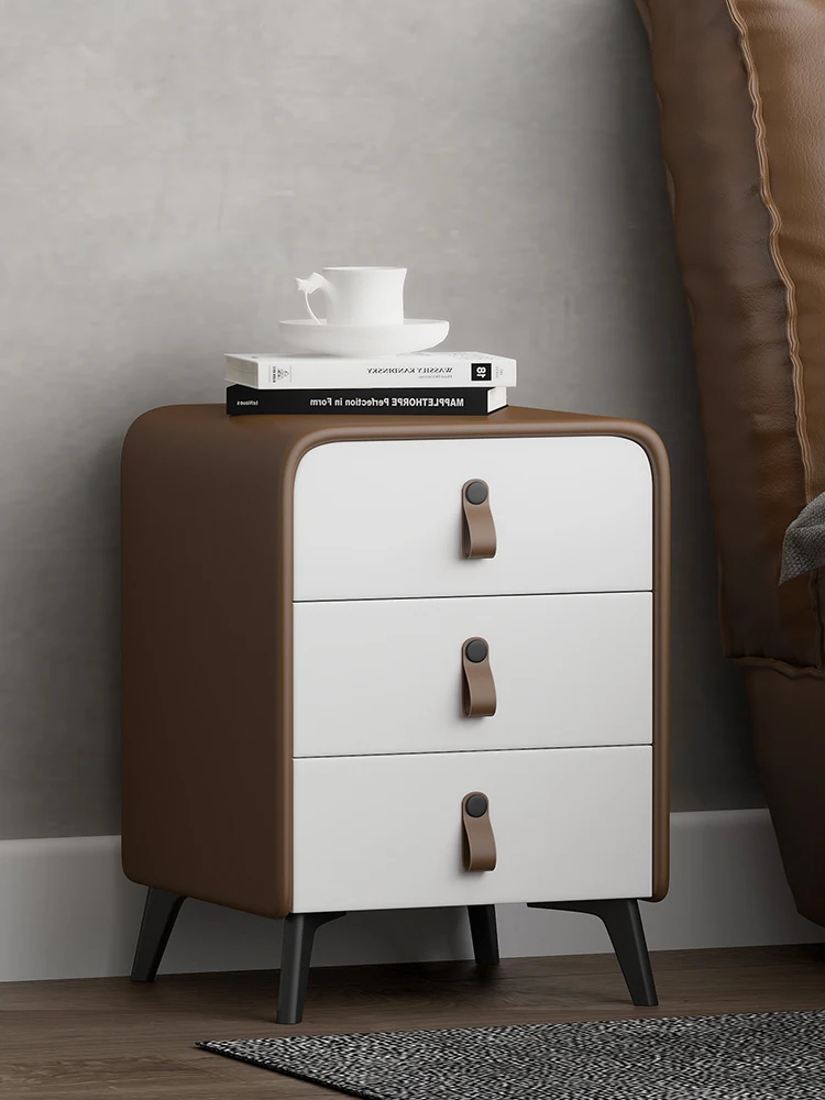 ZL Solid Wood Bedside Cabinet Internet Celebrity Simple Type Ins Style Three-Bucket Cabinet Small Mini