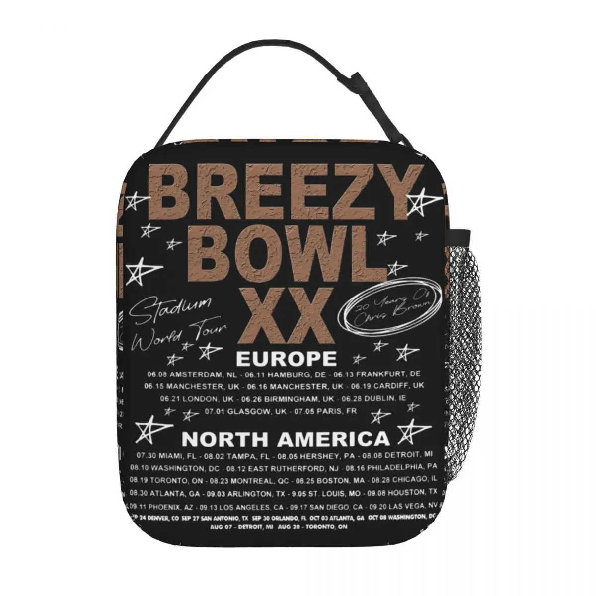 

Chris Brown Breezy Bowl XX Tour 2025 Thermal Insulated Lunch Bags for Work Portable Food Bag Men Women Cooler Thermal Lunch Box