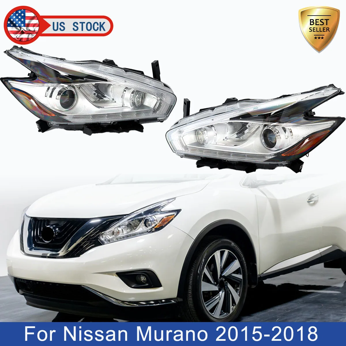 

Full LED Headlight Assembly For Nissan Murano S SL SV Sport 4-Door 2015 2016 2017 2018 Left Right Side Head Light Plug and Play