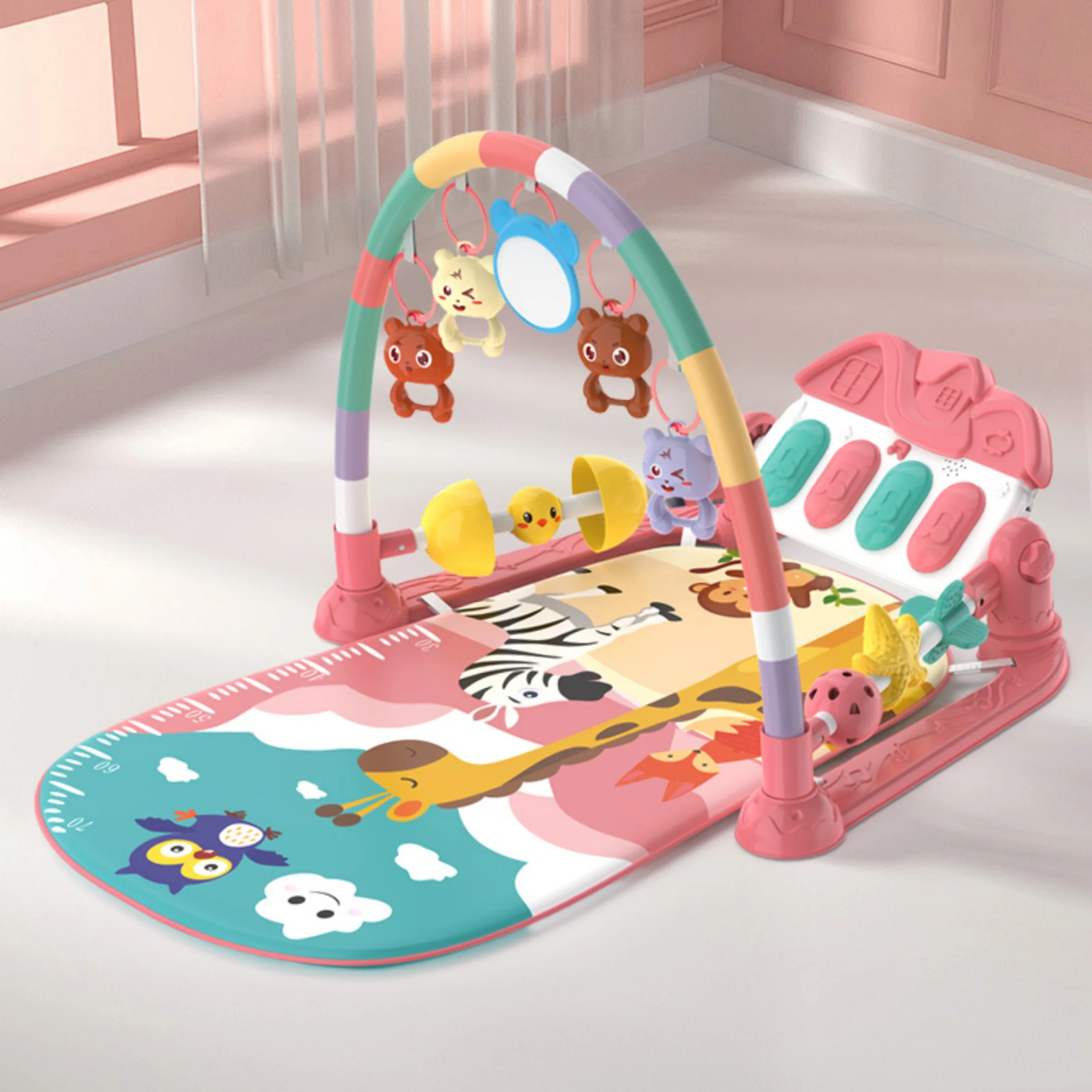 

Release Mom's Hands Infant Toy Baby Pedal Piano Fitness Stand Multi-Functional 0-1 Year Old Baby Rattle Toy [Fence with Room]