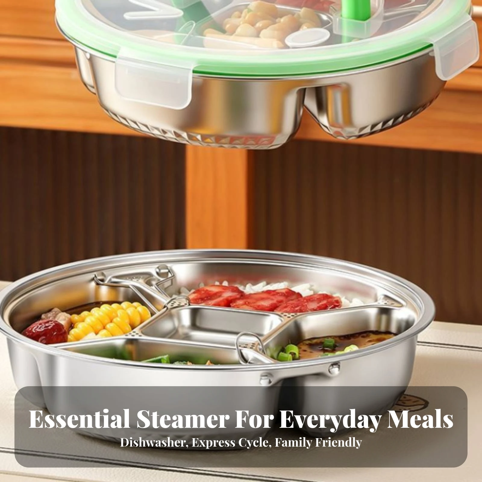 Steaming Tray with Compartments Rust-Resistant Compartment Steam Plate Divided Steamer Tray Smooth Cooking Ware
