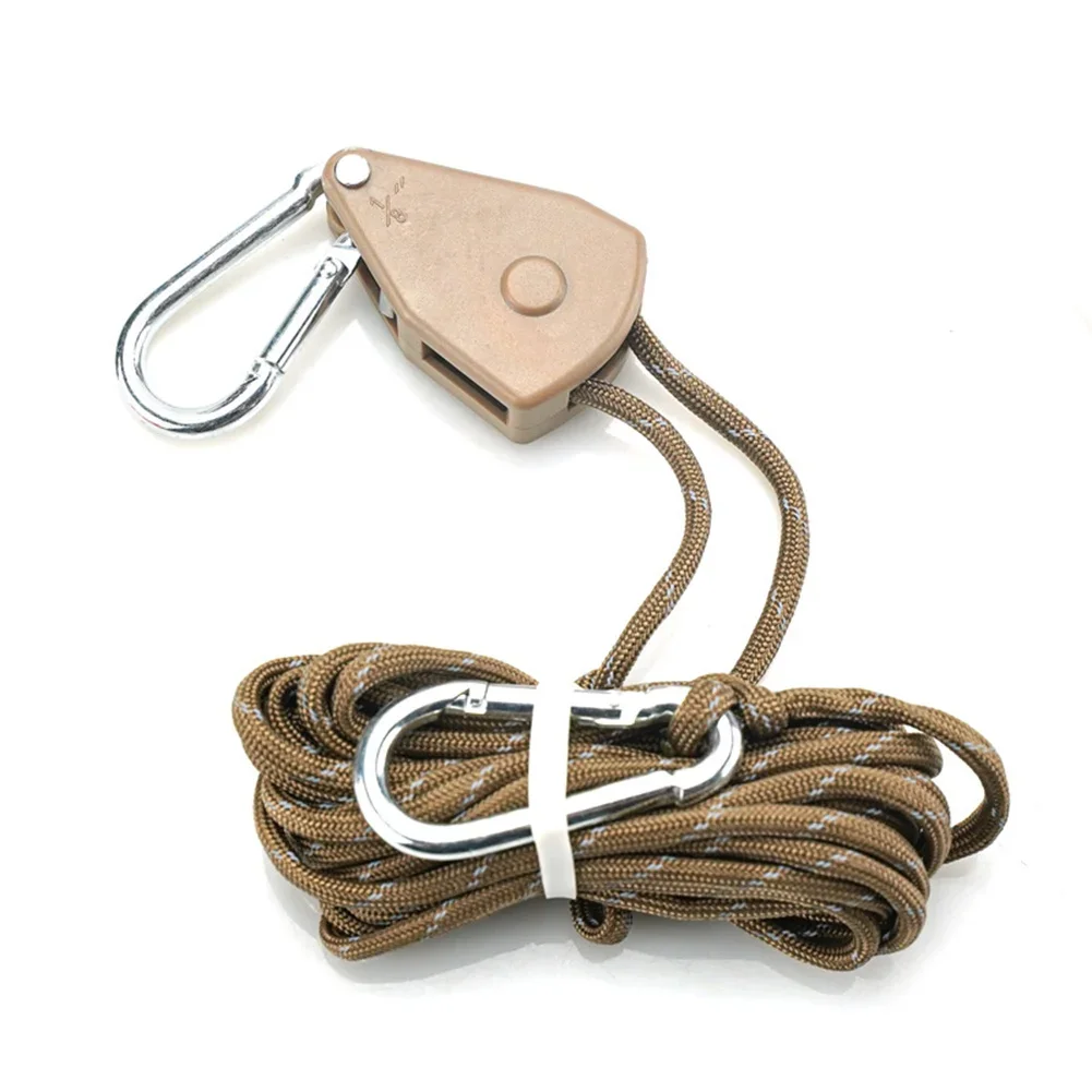 Brand New Rope Buckle With Carabiner Buckle Adjustable Hanging For Tent Hook Camping Lanyard Rope Ratchet Hanger