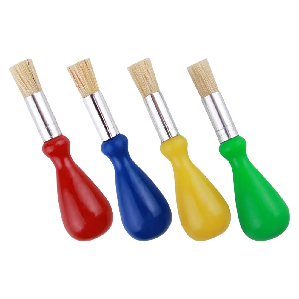 4 шт., кисти для рисования свиной шерстью, мягкая щетина, масляные акварельные кисти для художников, дети, эргономичная ручка, художественный класс, студия