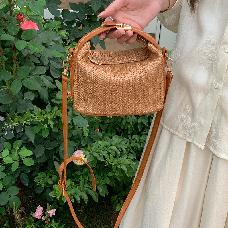 2024 Summer Straw Crossbody Bags Fashion Women Weave Top-Handle Bags Lady Travel Beach Handbags Casual Female Shoulder Bags