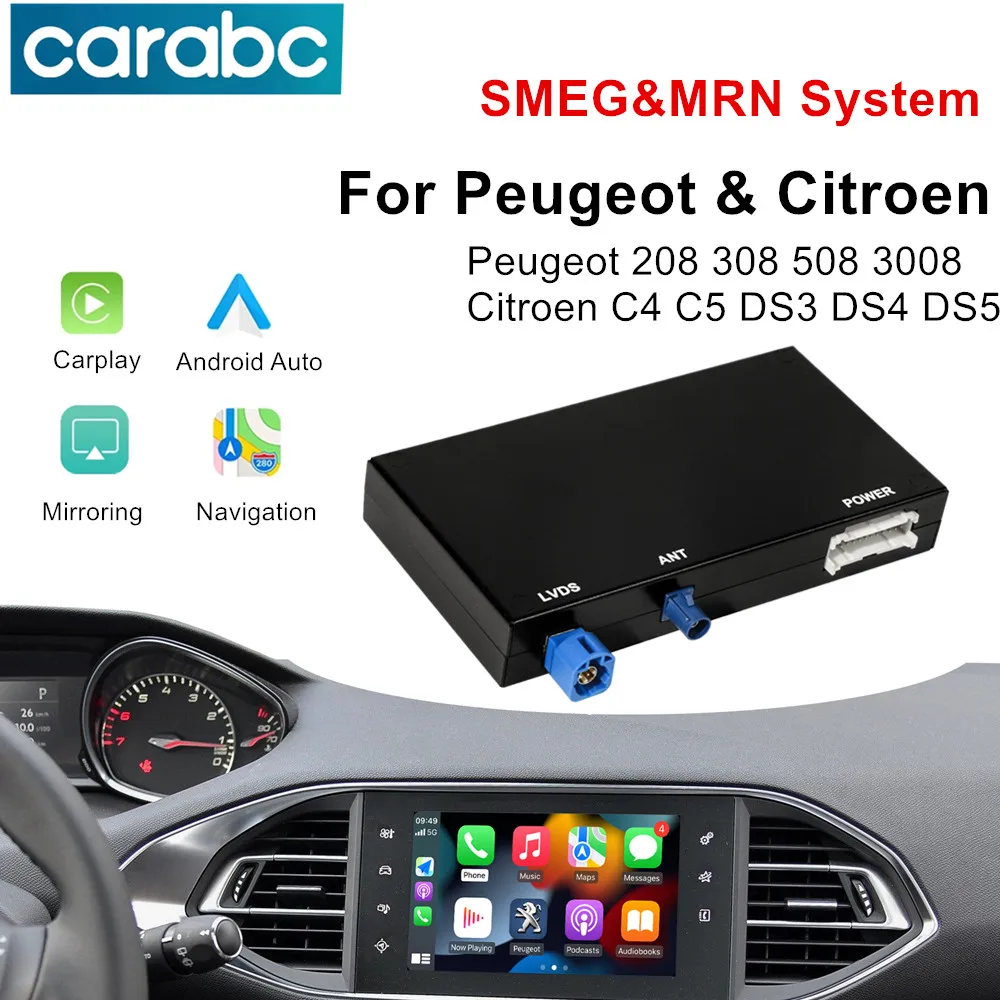 CARABC For Peugeot and Citroen SMEG 208 308 508 3008 C4 DS3 DS5 Wireless Carplay Android Auto Supports Reverse Camera Mirroring