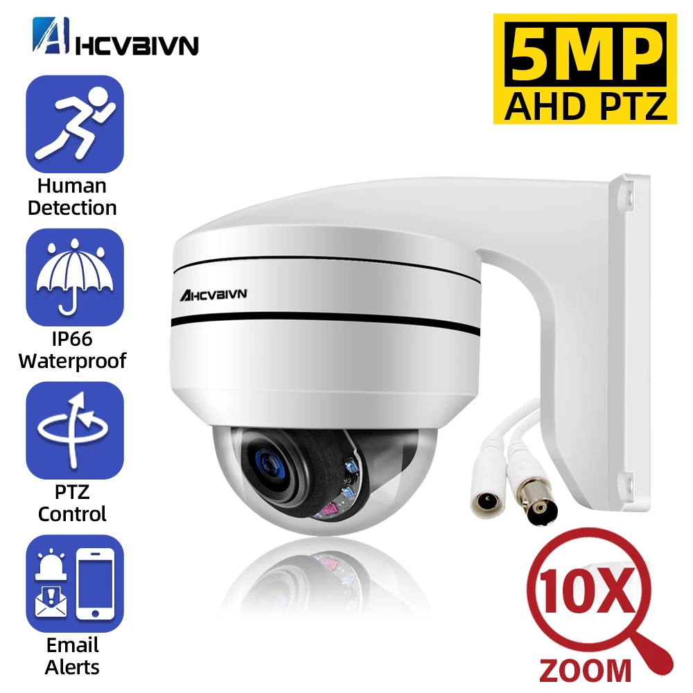 

5MP AHD PTZ Camera Outdoor 10x Zoom Analog CCTV Camera Infrared 360 Degree Rotate Pan Tilt Dome Security Surveillance BNC Cam