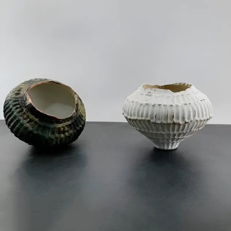 

Aged Ceramic Clay Pot Plant Pots Vases Grid Design Wabi-Sabi Style Indoor Garden Green Plant Floral Art Decorative Accessories