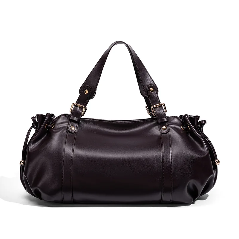 

2026 Vintage Ruffled Tote Bag - Large Capacity Shoulder Bag - PU Luxury Handbag