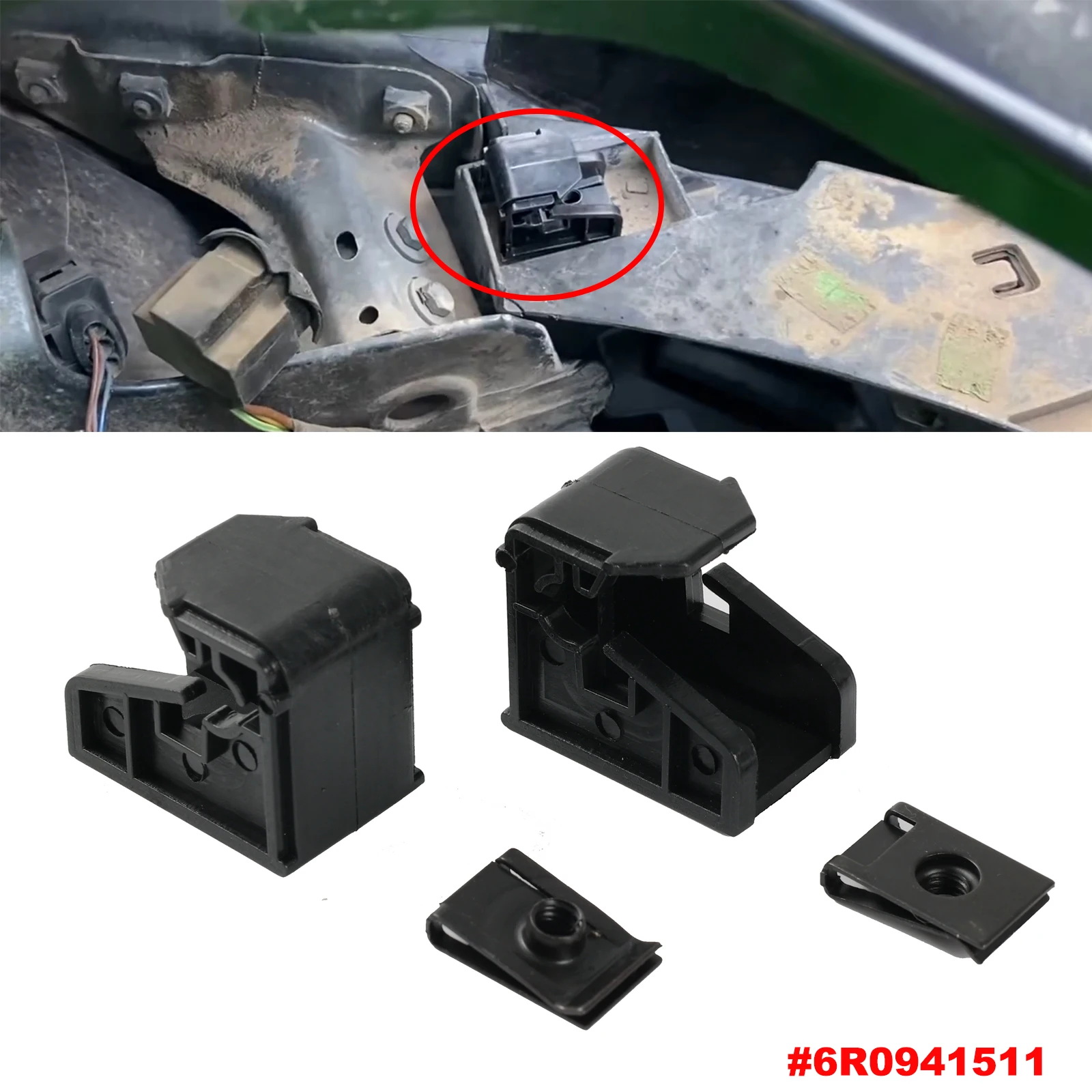 2PCS Car Headlights Repairing Kits Brackets Mount Clips For Volkswagen Polo 6R 2009 2010 2011 2012 2013 2014 2015 2016 6R0941511