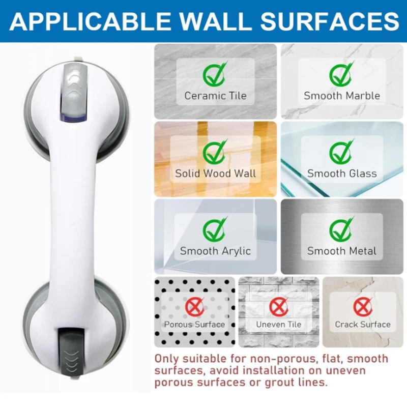 المزدوج قفل شفط كأس المضادة للانزلاق دش مقبض السلامة المرحاض مقبض إمساك للحمام دعم المسنين التوازن مساعدة مقابض