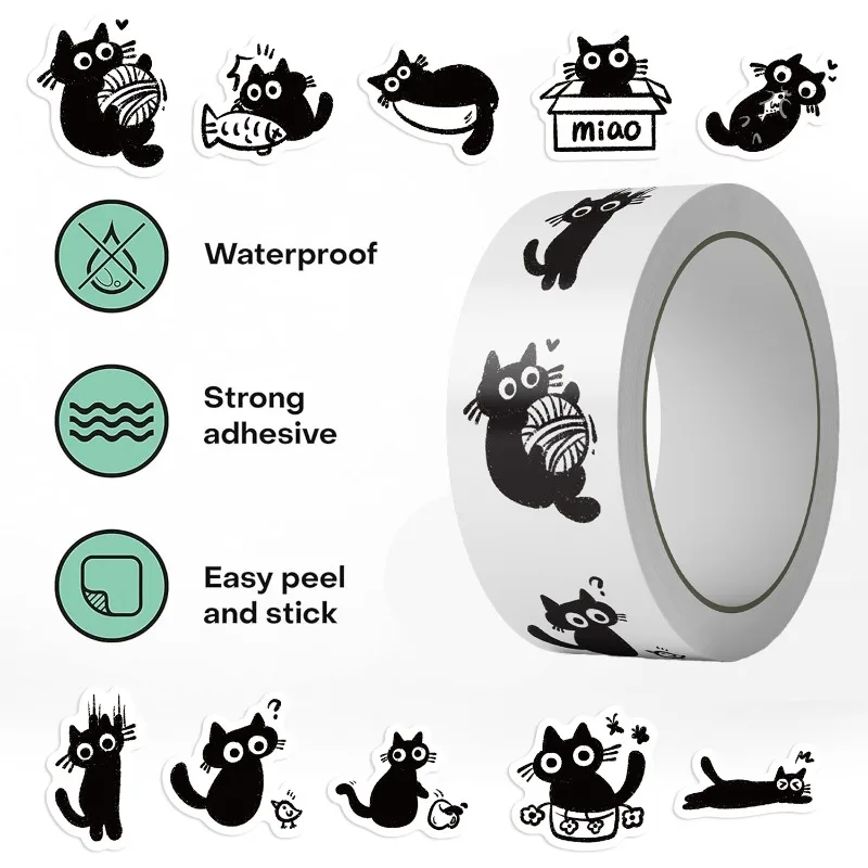500pcs Cartoon Personality Black Cat Creative Graffiti Decoration Sticker