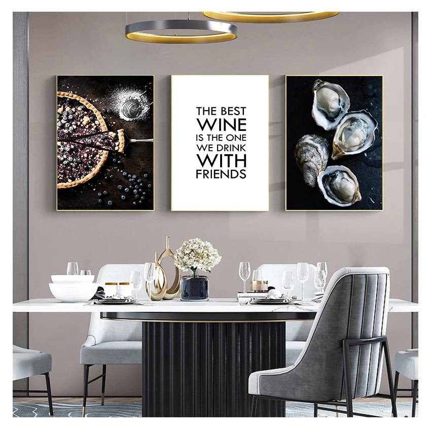 Print Blueberry Pie Fig Coffee Painting Decorative Picture Modern Dining Room Decoration Food Kitchen Poster Wall Art Canvas