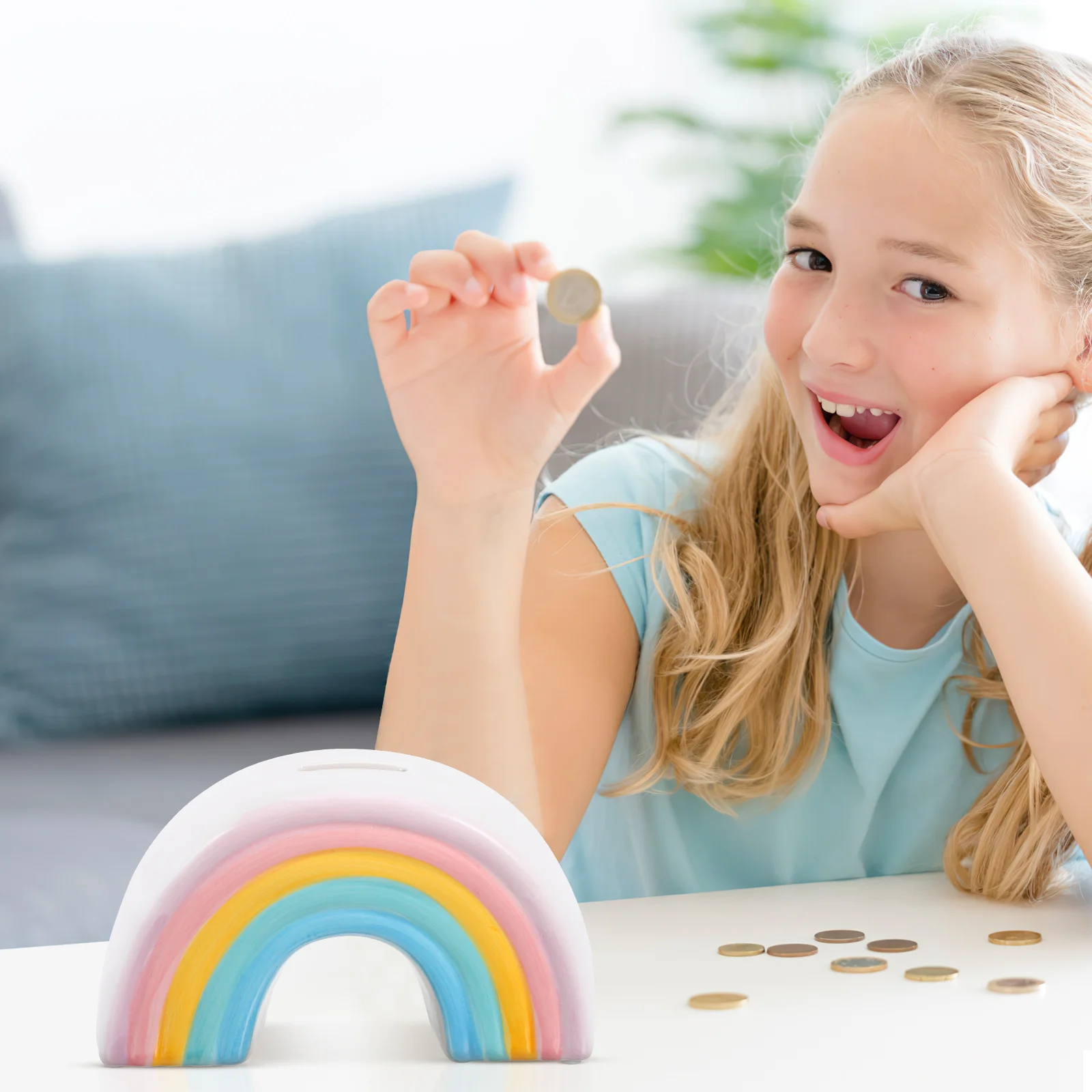 Exquisite Rainbow Piggy Bank Fine Workmanship Money Pot Ideal Present for Lovers Families Friends Rainbow Piggy Bank