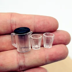 Dollhouse Water Bottle Mug Set Mini Cup Transparent Hand DIY Scene Model Miniature Home Decor Doll Accessories Toys