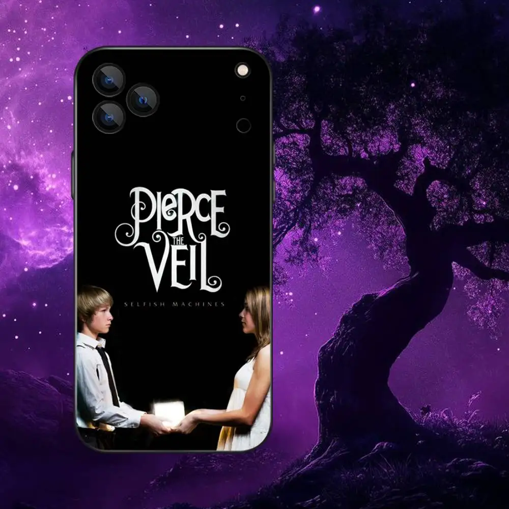 Casing Ponsel Band P-Pierce The V-Veil Untuk iPhone 17,16,15,14,13,12,Pro,Max,Plus,E,SE4,Air,Mini Hitam Soft Box