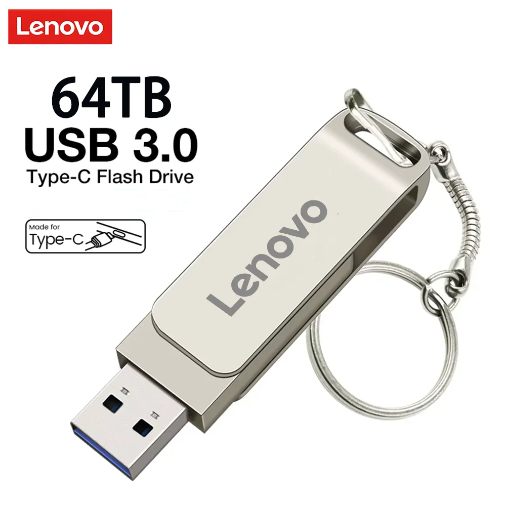 레노버 정품 USB 플래시 드라이브, USB 3.0 인터페이스, 실제 용량 16TB 64TB 펜 드라이브, 고속 플래시 디스크, 노트북용 180 mb/s